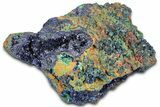 Sparkling Azurite Crystals with Fibrous Malachite - China #350802-1